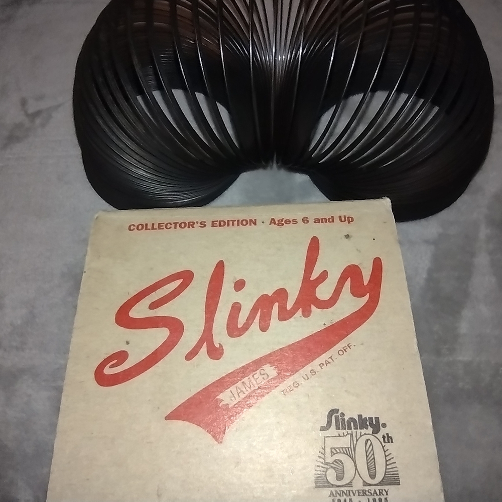 Vintage Slinky 50th Anniversary Collectors Edition, Black Metal Coil Toy